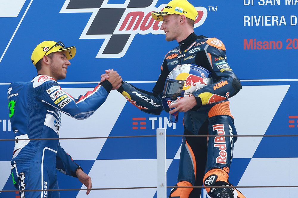 Brad Binder y Enea Bastianini en Misano