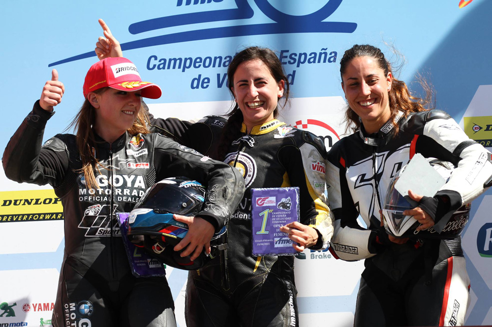 María Barbero, en el podio
