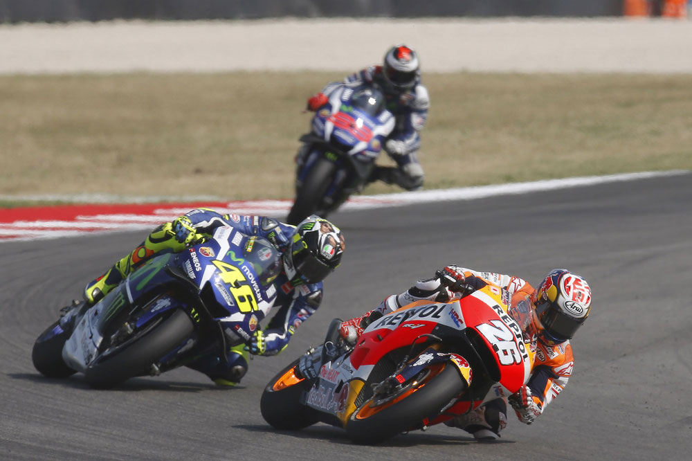 Victoria de Dani Pedrosa en San Marino por delante de Rossi y de Lorenzo
