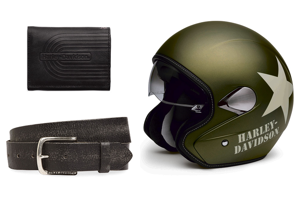 Billetero cinturón y casco Harley Davidson