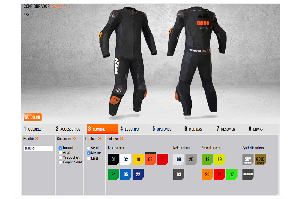 Personaliza tu mono cuero KTM