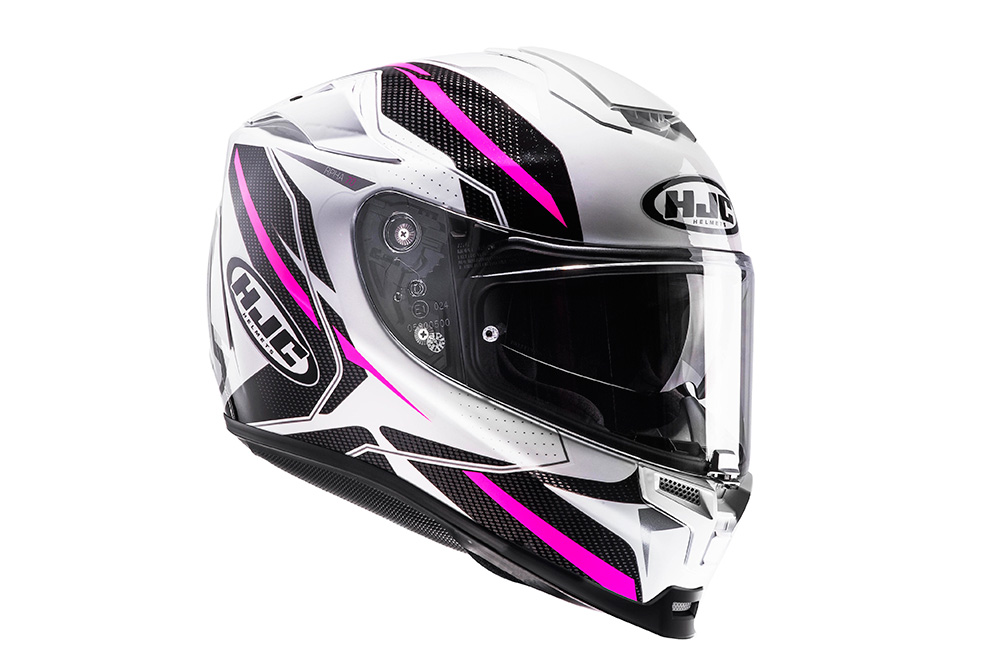 Casco RPHA 70 Dipol de HJC blanco, negro y rosa