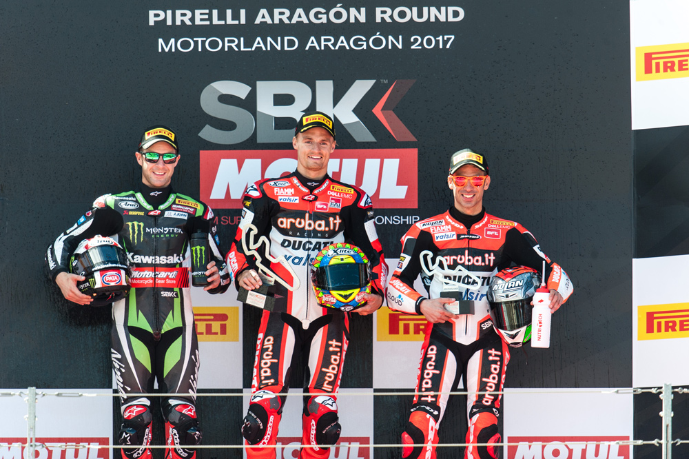 Podio de la segunda carrera SBK Motorland Aragon