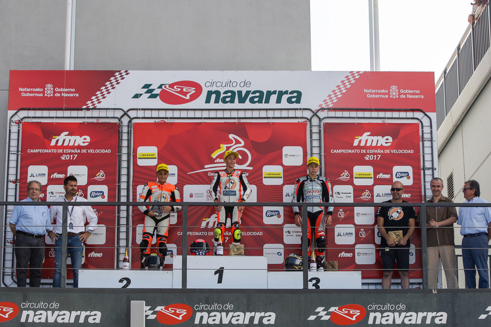 Podio PreMoto3 Nacional de Velocidad Navarra 2017