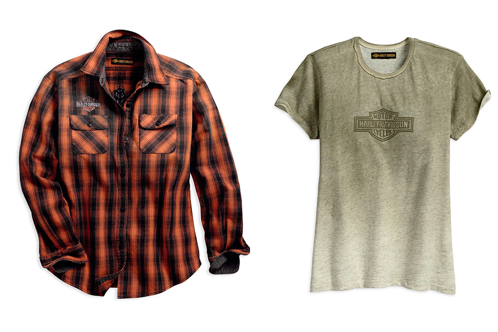 Camisa de cuadros y camiseta desgastada de Harley-Davidson
