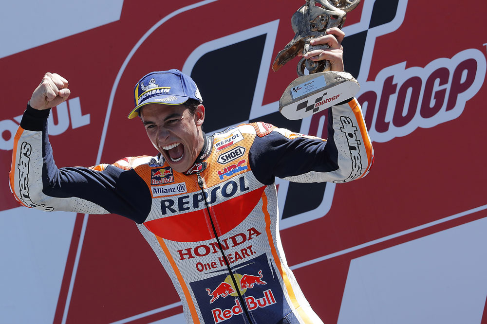 Victoria en MotoGP de Marc Márquez durante el GP de Holanda 2018