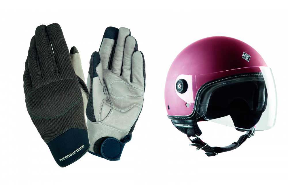 Guantes moto New Calamaro y casco jet El Mettin de Tucano Urbano