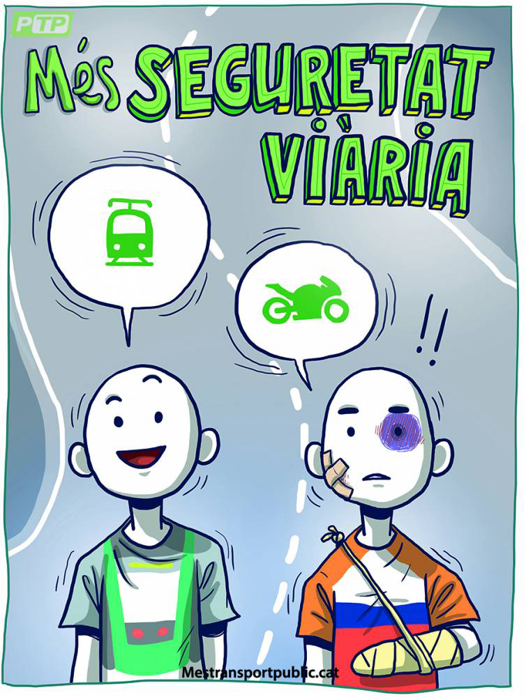 Campaña en Barcelona a favor del transporte público y en contra de las motos