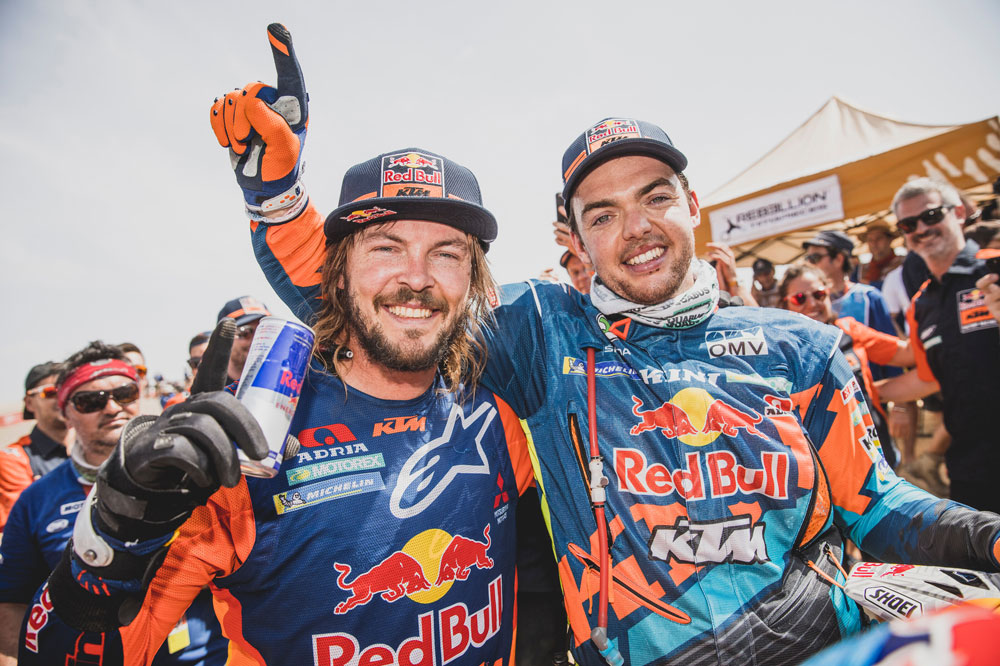 Toby Price y Matthias Walkner, primero y segundo en el Dakar 2019