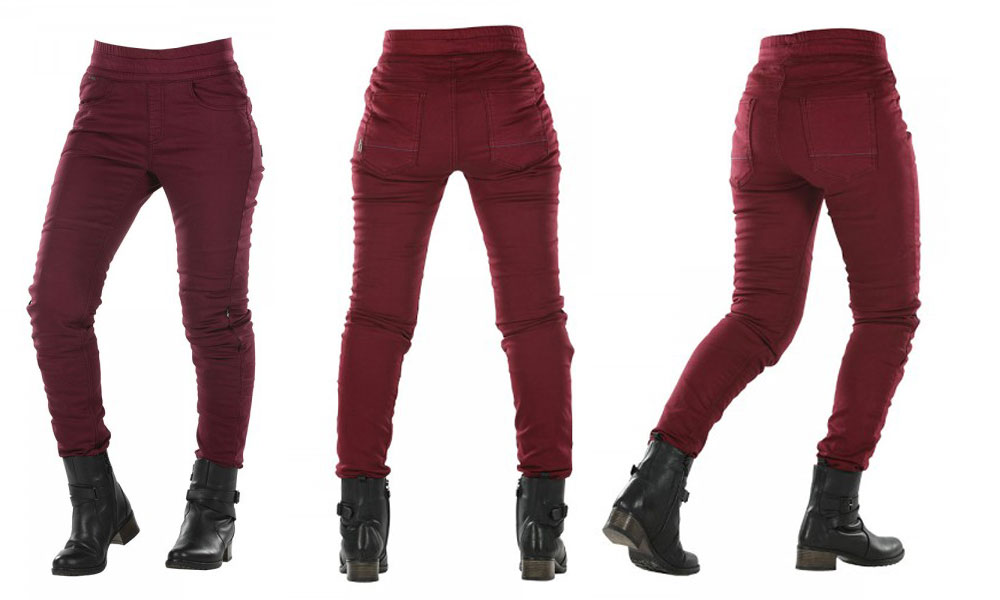 Leggings para moto Jane de Overlap en burdeos