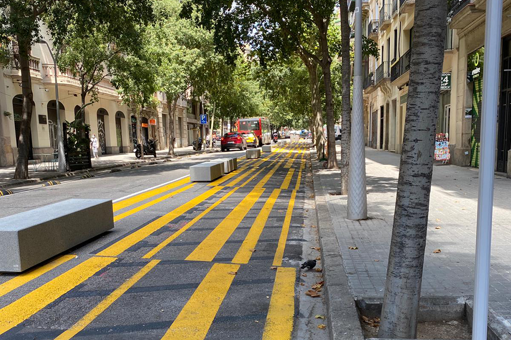 Bloques hormigón en calzada