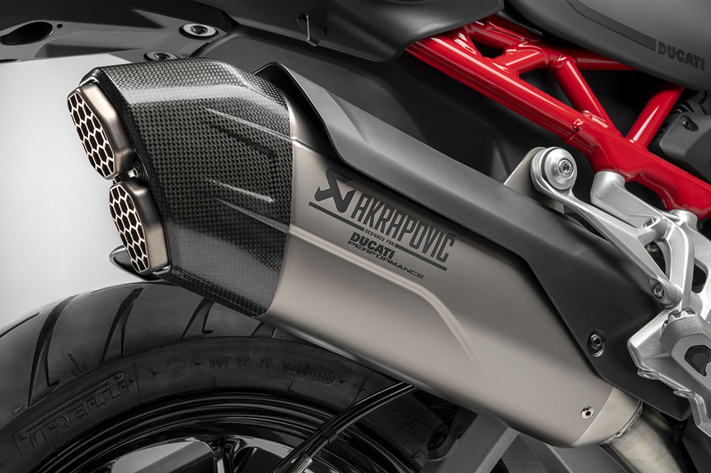 Entre el equipamiento opcional encontramos un escape Akrapovic adaptado a la Multistrada V4
