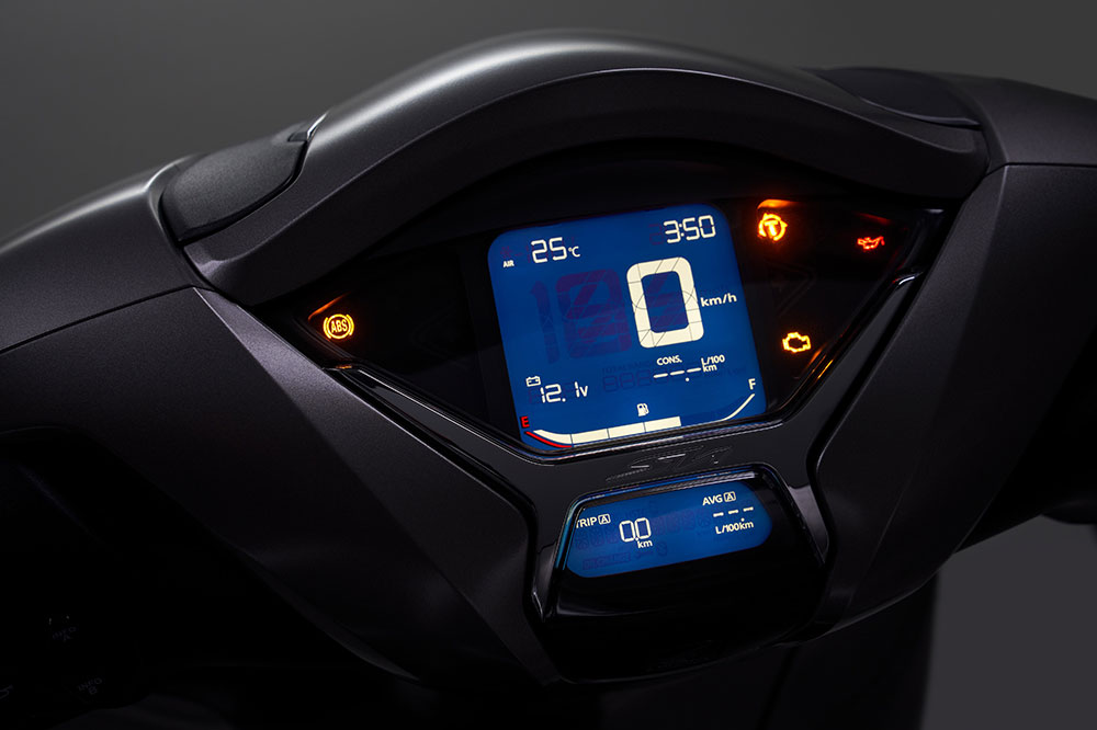 El cuadro de instrumentos del Honda SH 350i es completamente digital